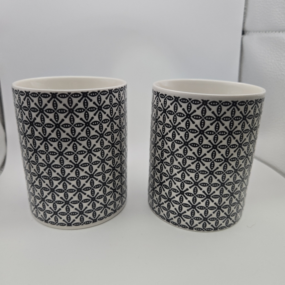 ✨ Modern Black & White Textured Ceramic Mug Set (2) | 14 oz ✨